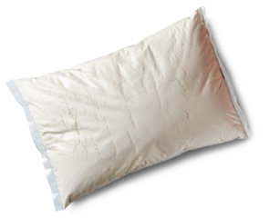 transparent plastic bag of flour, isolated background, blank package mockup template of ingredient for cooking or baking taken straight from above 