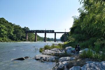 秩父鉄道の鉄橋と河川　Chichibu railway bridge and river