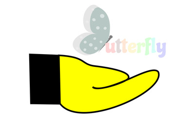 vector graphic illustration of butterfly on the hand. beautiful butterfly thats flies on the hand