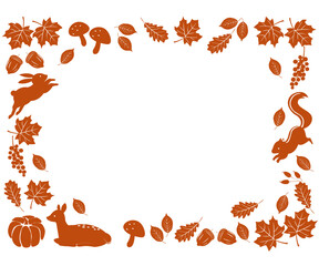 森の動物のシルエット背景フレーム