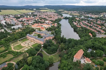 Gordijnen Dobris castle and historical city center aerial panorama landscape view,cityscape of Dobříš city in Czech republic,Europe © Semi