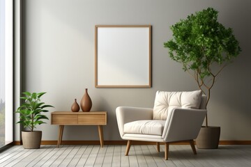 mockup of a frame sitting on the wall