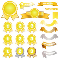 Set of award flat badge icons