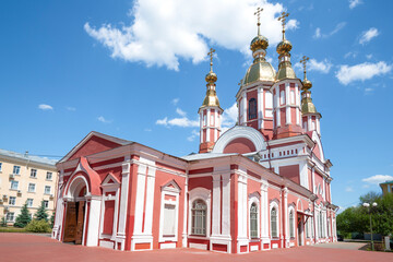 Fototapeta na wymiar The ancient church of John the Baptist in the Kazansky Bogorodichny Monastery on a sunny June day. Tambov, Russia