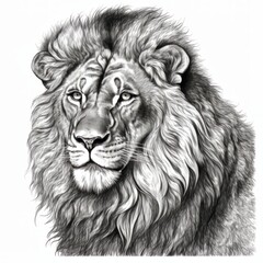 lion head isolated on white, Generative with AI