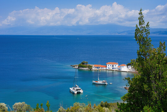 Tzasteni a picturesque tiny hamlet and beautiful bay close to Milina town, Southern Pelion, Magnessia, Thessaly, Greece.