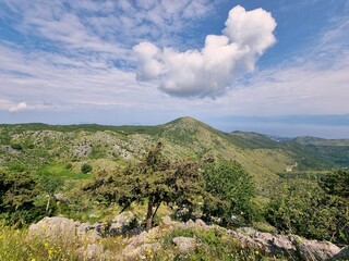 Landscape of Greek mountains in Corfu