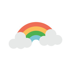 Rainbow and cloud, icon. Color rainbow sign. Outline simple silhouette symbol in vector flat style.