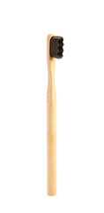 Bamboo tooth brush on white background