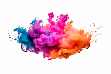 Colorful aqua ink flowing in abstract motion on a white background.
