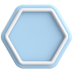 3D hexagon button. Empty button. 3D illustration.
