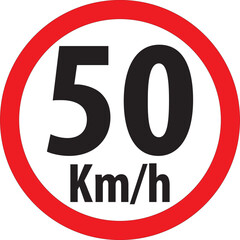 Speed limit road sign 50km/h vector