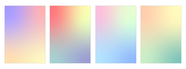 Set of gradient background. Beautiful soft blurred mesh gradation pastel color