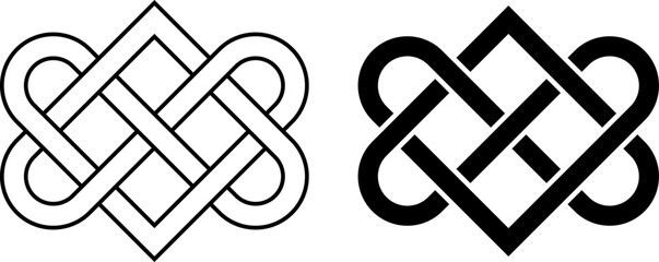 outline love celtic knot symbol set