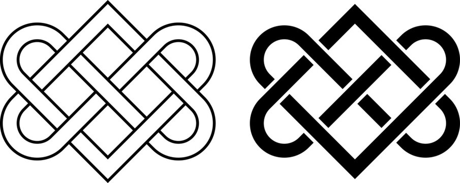 outline love celtic knot symbol set