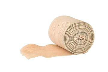 roll bandage for first aid accident arrangement flat lay style 