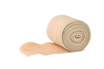 roll bandage for first aid accident arrangement flat lay style 