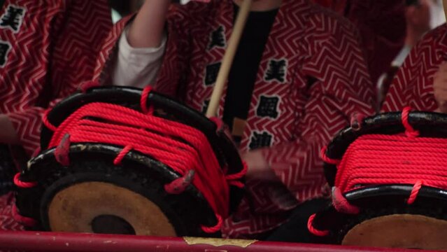 ASAKUSA, TOKYO, JAPAN - 21 MAY 2023 : Scenery of ASAKUSA SANJA MATSURI (Festival). Famous traditional festival in Tokyo. Japanese summer season concept video. Slow motion shot.