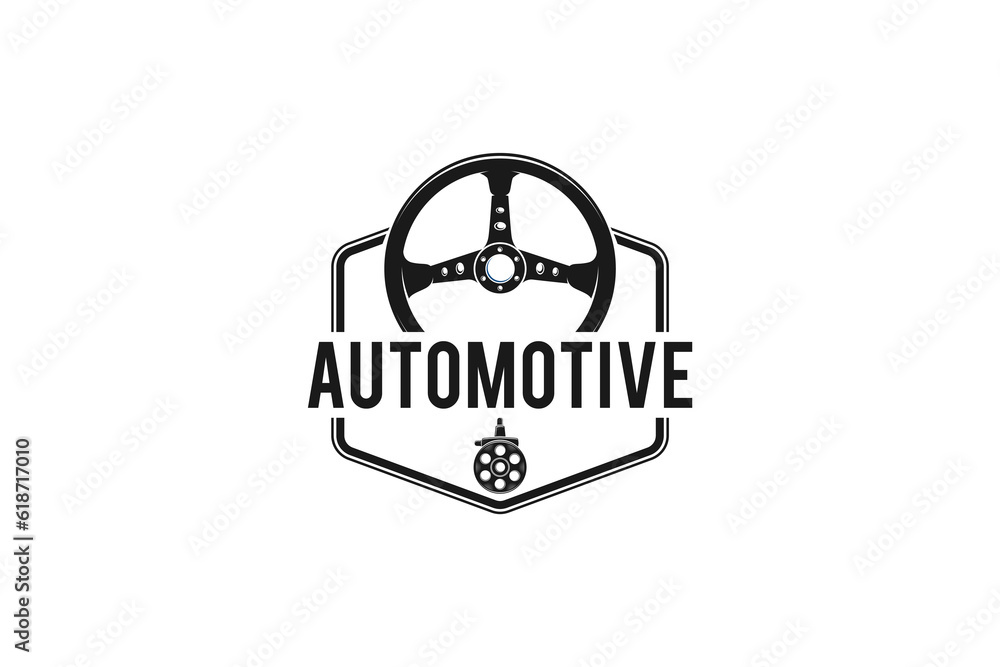 Wall mural Steering wheel automotive logo design workshop garage service icon symbol