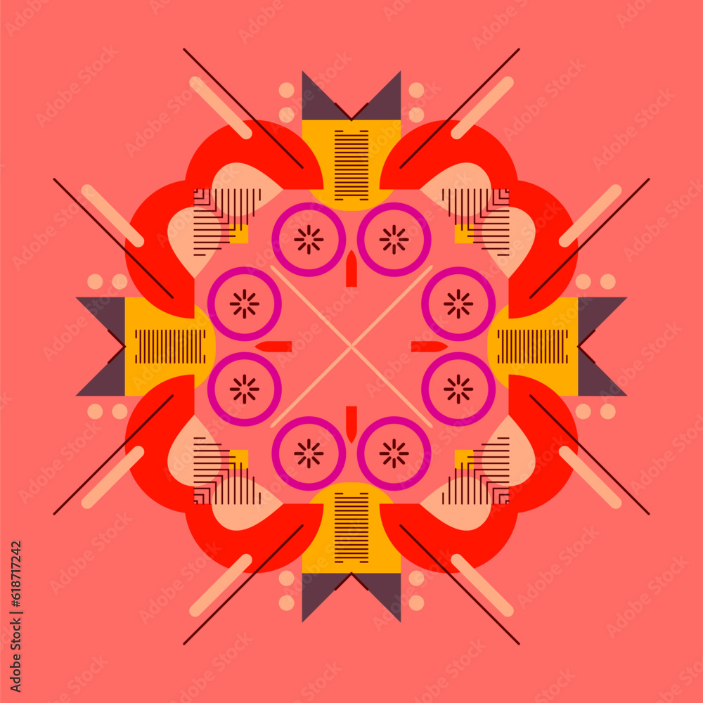 Poster symmetrical composition of geometric shapes. abstract element for design. vector illustration in a f