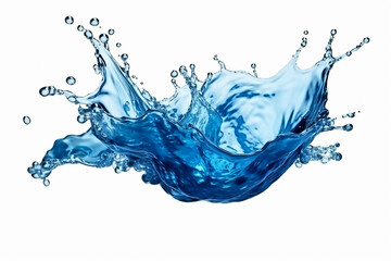 Blue water splash white background