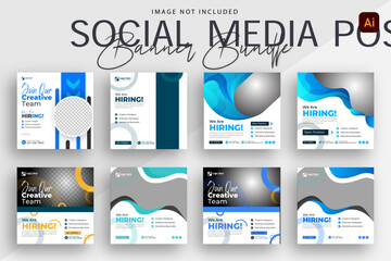 We are Hiring for Job Vacancy Social Media Posts or Square Web Banner Template Design Bundle