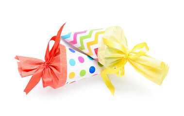 Colorful school cones isolated on white background