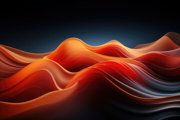 Generative AI - Fluid Serenity: Abstract Red Orange Color Design with Ripples on a Dark Background
