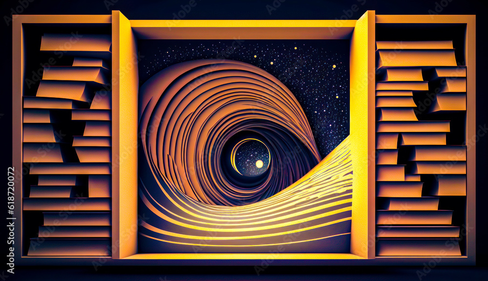 Aufkleber picture of window with view of the stars in the sky. generative ai.