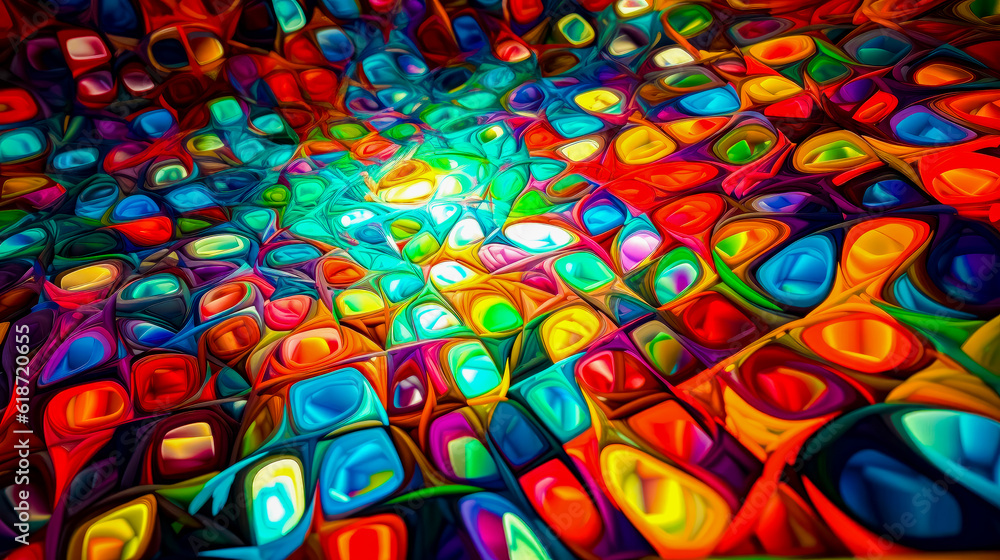 Aufkleber colorful abstract painting with lots of different colors and sizes of squares on it. generative ai.