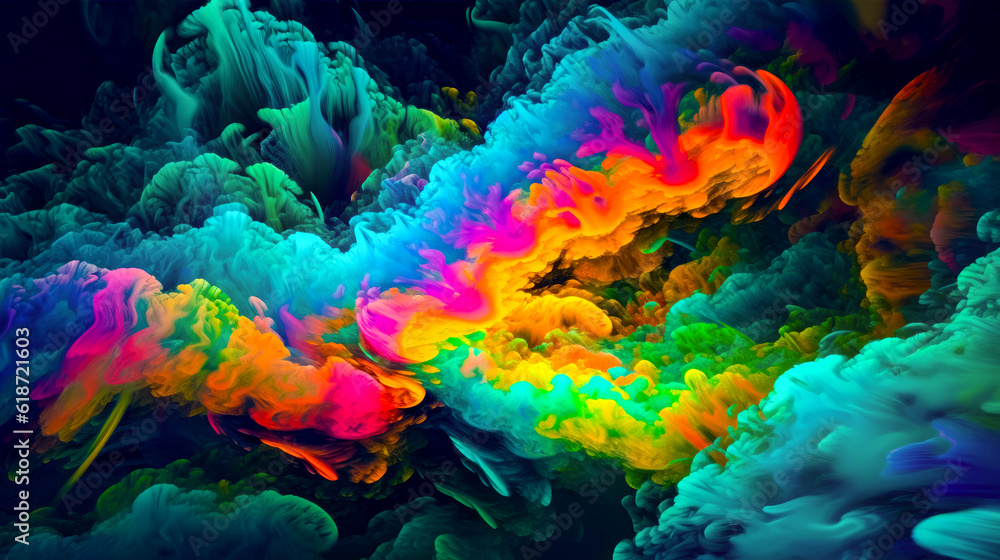Poster multicolored background with black background and black background with black background. generative