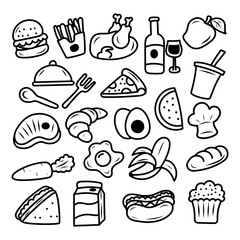 Set of food doodle illustrations suitable for design elements