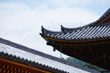 Fototapeta na wymiar Japanese shrine roof, Japan travel