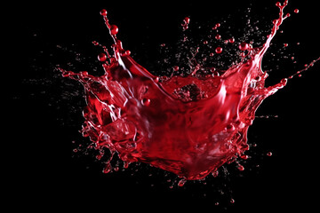 Red water splash isolated background