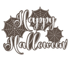 Happy Halloween silhouette. Happy Halloween with spider web word art silhouette,