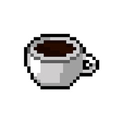 cup for coffee. Element design stickers, logo, mobile app, menu. 8-bit.