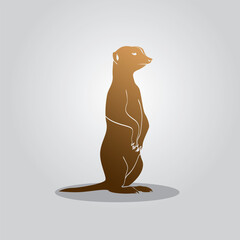 Meerkat vector illustration with brush tool in gradient brown style isolated on white