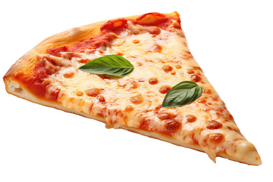 Margherita Pizza Slice On Isolated Transparent Background, Png. Generative AI