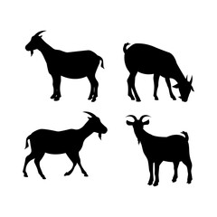 Goat silhouette vector isolated on white background.