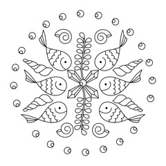 Educational coloring book for children, 6 fish.