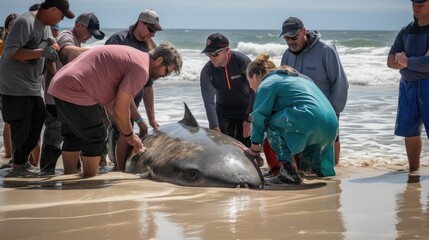 rescue shark stranded on the beach