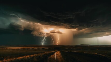 Lightning bolts from a thunderstorm