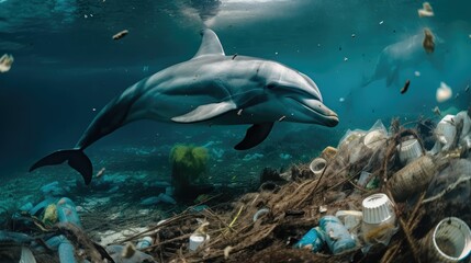 Obraz na płótnie Canvas Environmental issue of plastic pollution problem