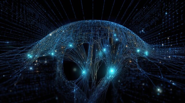 Abstract Artificial intelligence. Technology web background. Virtual concept illustration