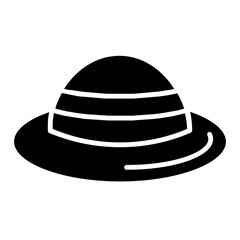 Straw hat solid icon. Solid straw hat vector icon for web design isolated on white background