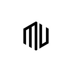 MU Letter Logo Design polygon Monogram Icon Vector Template