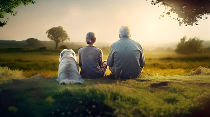 Naklejka na ściany i meble Connecting Love: Healthy Elderly with Pets