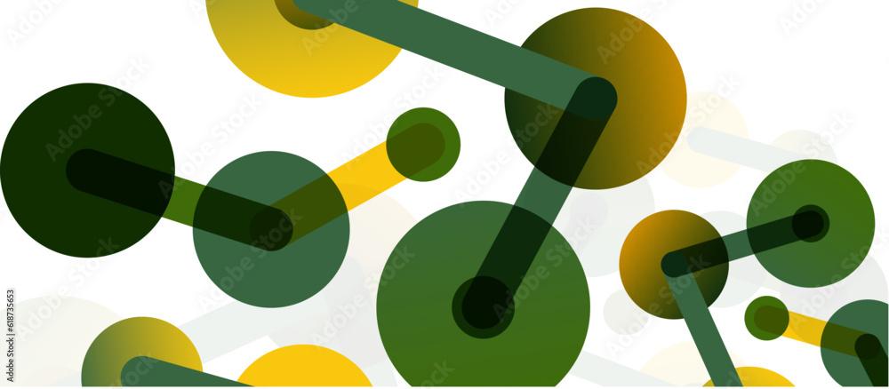 Poster line points connections geometric abstract background. circles connected by lines. trendy techno bus