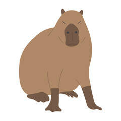 capybara single 37 cute on a white background, vector illustration. 