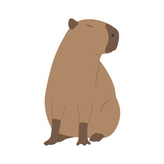Fototapeta na wymiar capybara single 38 cute on a white background, vector illustration. 